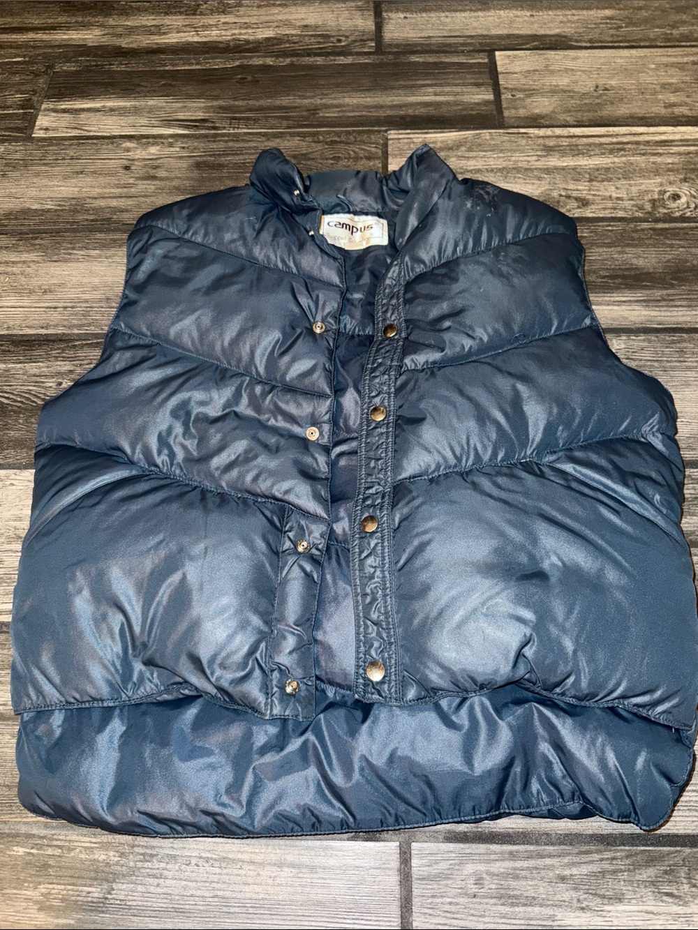 Campus  vintage rugged country Men's Navy Quilted Puffer Vest medium 60s
